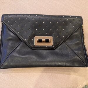 Diane Von Furstenberg Black Studded Clutch